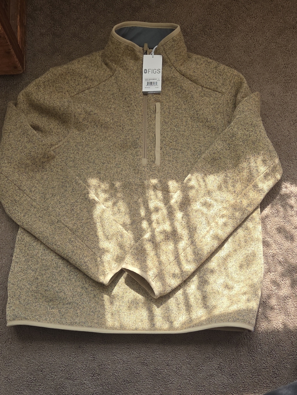 FIGS Women’s Heathered Beige Zip-Up Fleece